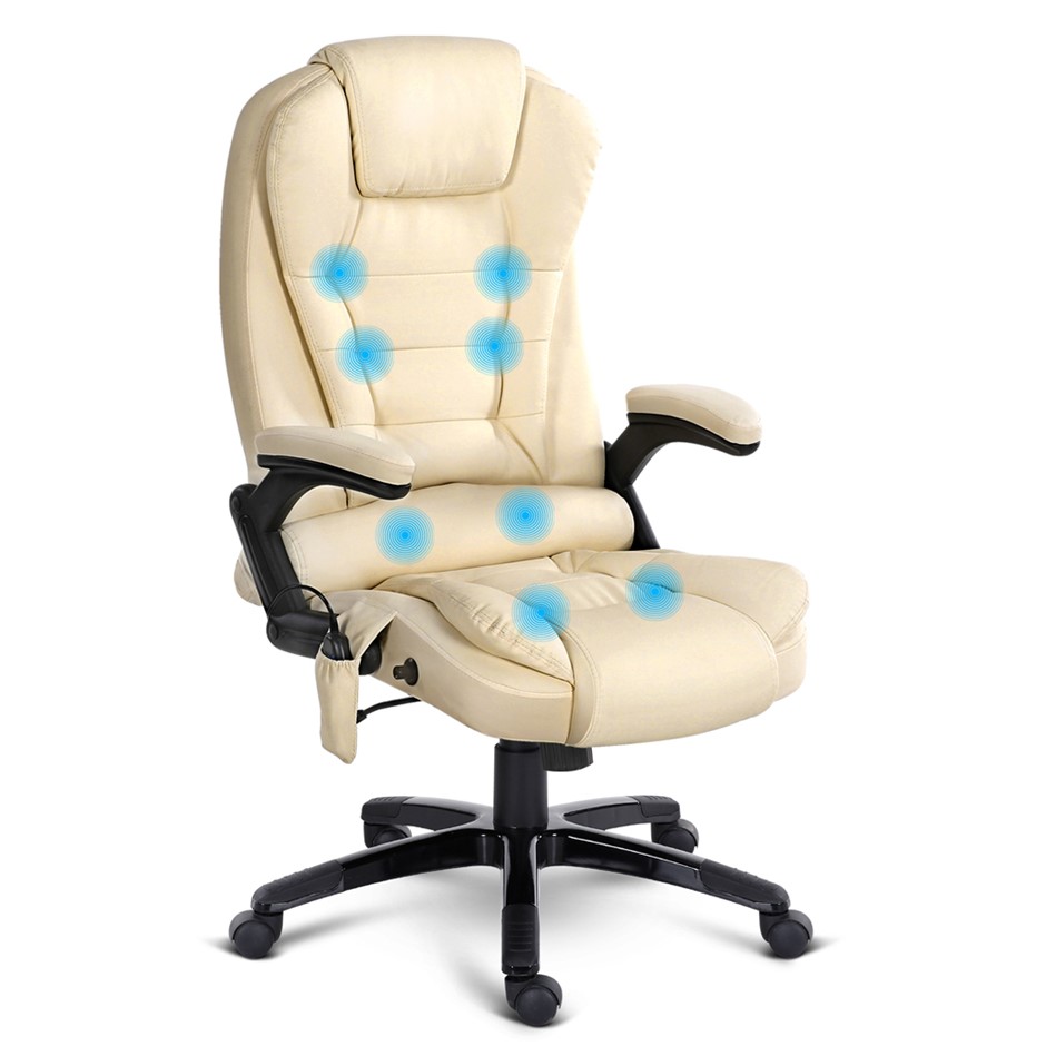 Buy Artiss Massage Office Chair Heated 8 Point PU Leather Computer ...