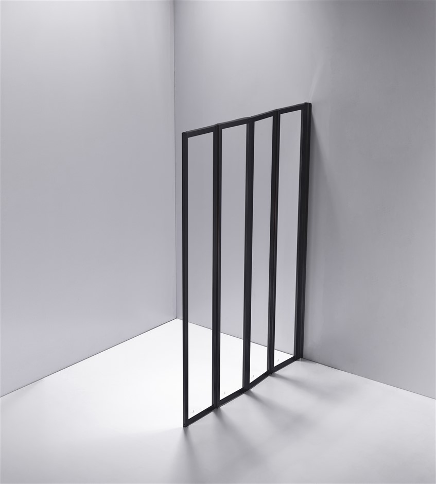 4 Fold Black Folding Bath Shower Screen 