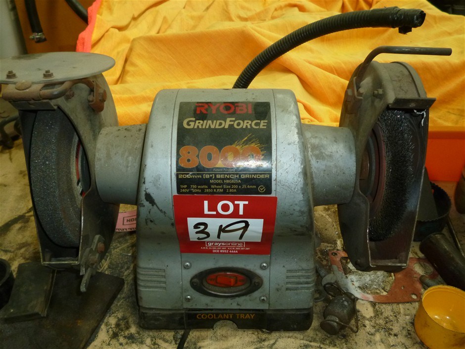 Bench grinder, Ryobi grind force 8000, 8 inch, Model HBG825A, 240 volt