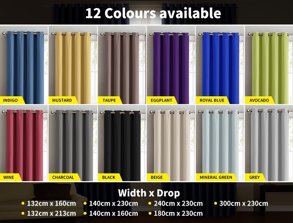 2x Blockout Curtains Panels 3 Layers Eye