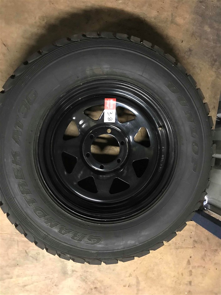 1x 6 Stud Land Cruiser Rim with Dunlop Grand Trek AT3G LT 265/70R17 ...