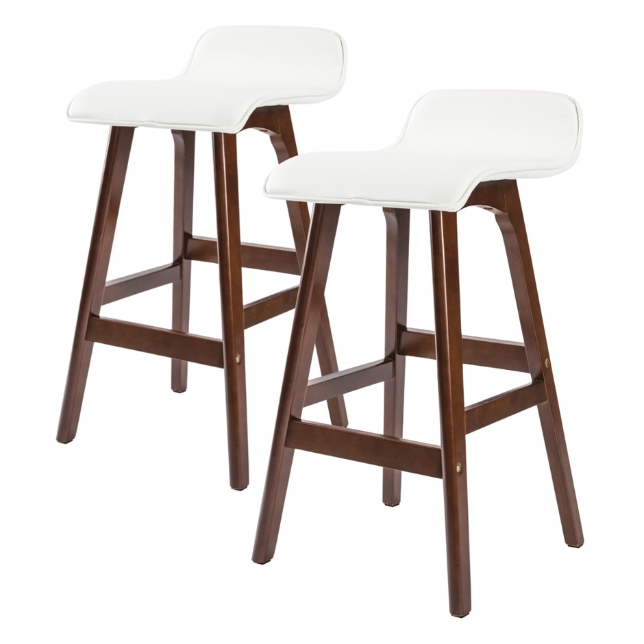 2X 65cm Oak Wood Bar Stool Leather SOPHI