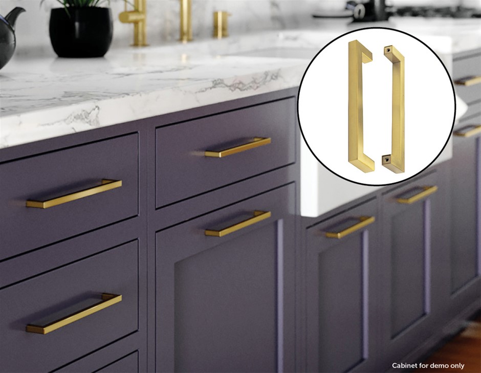 15x Brushed Brass Drawer Pulls Kitchen C