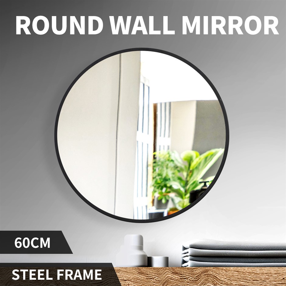 Wall Mirror Round Shaped Bathroom Makeup Mirrors Smooth Edge 60CM