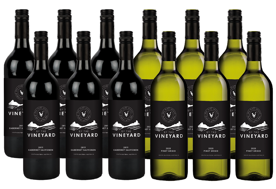 By The Vineyard Mixed Pack Cabernet Sauv & Pinot Grigio (12x 750mL). SEA.