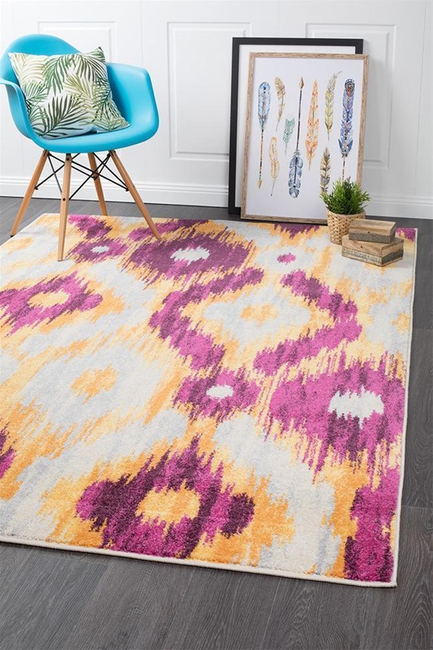 Large Pink Ikat Rug - 290X200cm