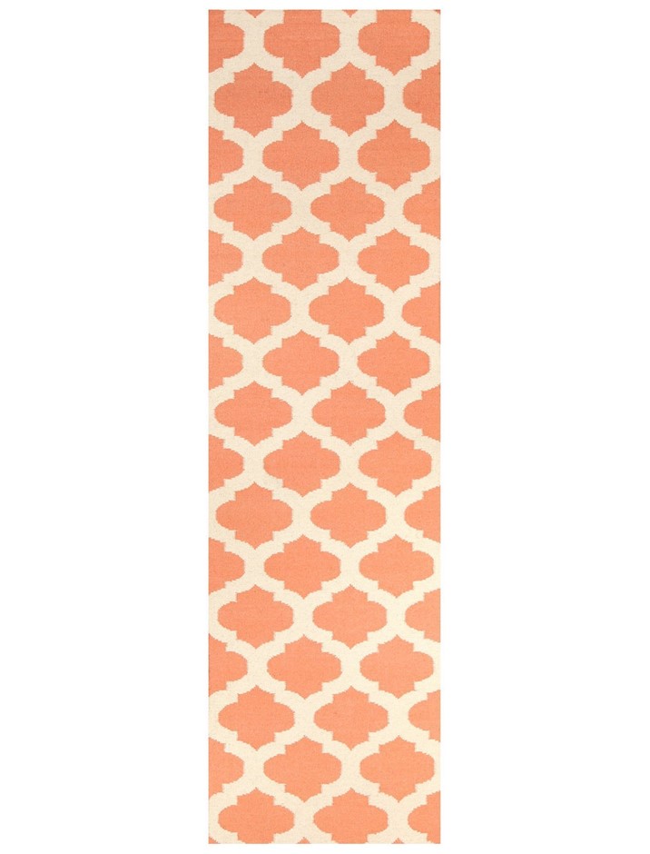 Medium Coral Handmade Wool Lattice Flatw