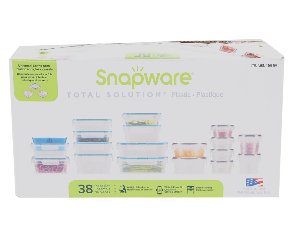 1) Snapware 38pc Plastic Food Storage Container - New, (1