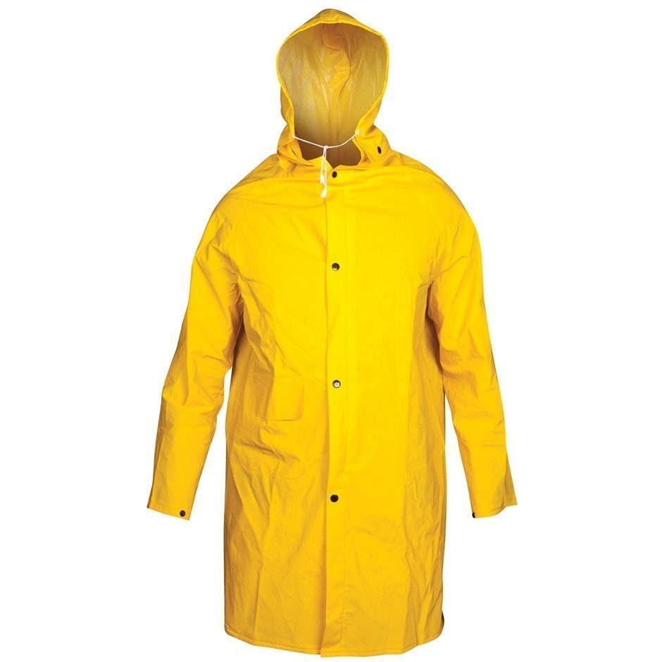 TOLSEN PVC Rain Coat with Hood, 0.32mm Thickness, Size L, Yellow