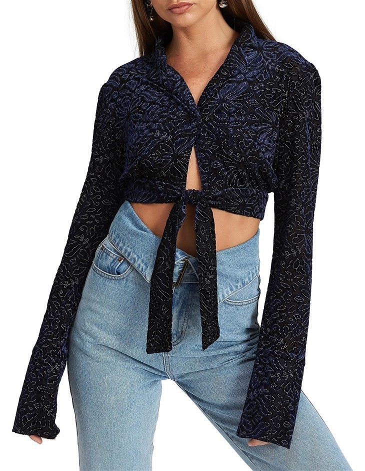 LIONESS Upper East Shirt. Size L, Colour: Navy Burnout. 100% Polyester.