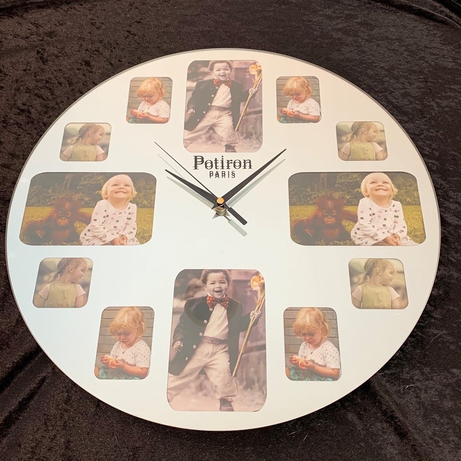 Circle Mirror Clock with photo frames (42cm) Auction (01192182410