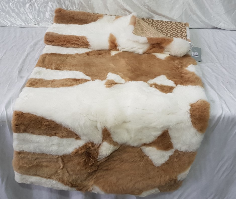 Auskin Alpaca Collection Rectangular Light Brown White Baby Alpaca Area