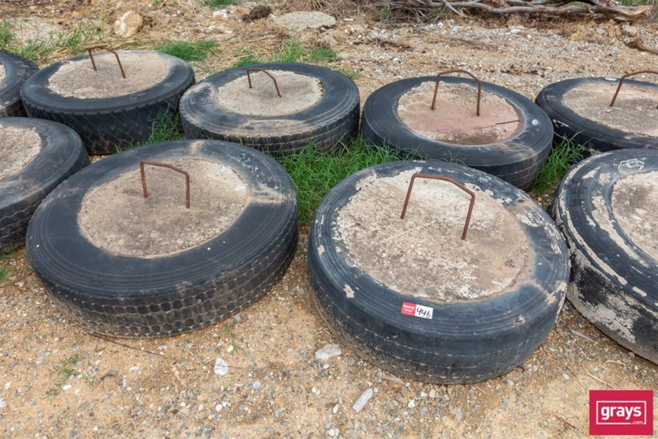 Qty 14 x Concrete Filled Tyres Auction (04465043532) Grays Australia