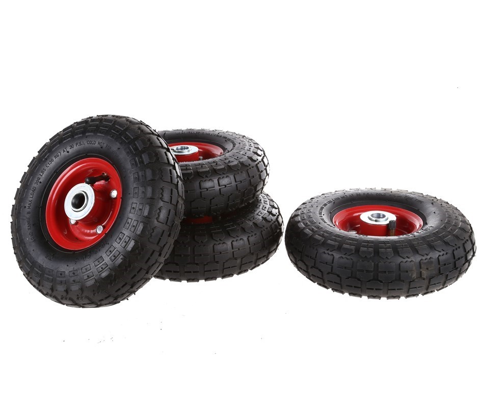 4 x Pneumatic Tyred Wheels 250mm Dia with 20mm Centre. Buyers Note
