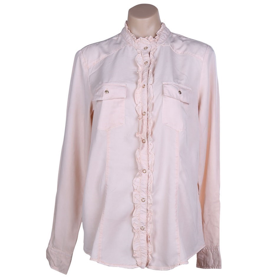 2 x BUFFALO Women's Long Sleeve Frill Button Up Top, Size L, Pink. Buyers