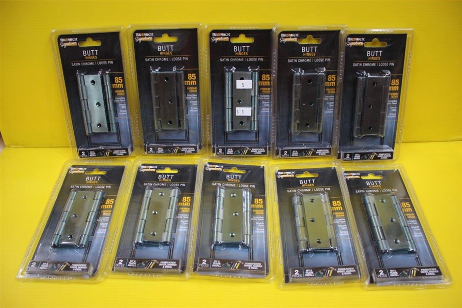 10X Bremick Signature 85mm Butt Hinge Pack (2X Hinges In Pack) Satin Chrome