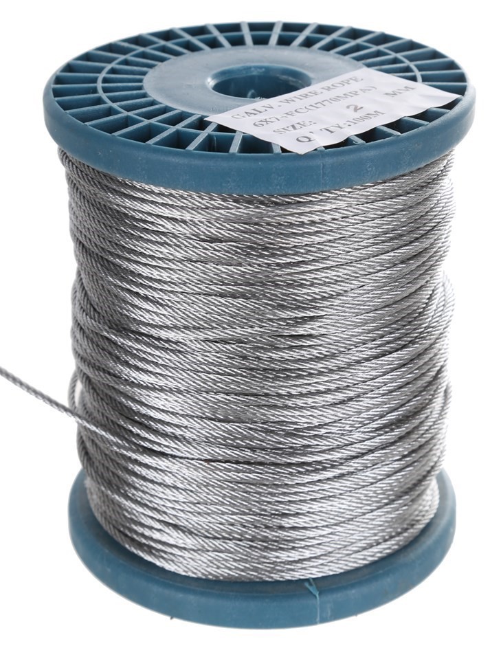 Reel 100M x Galv. Wire Rope, 2.0mm Dia. Construction 6x7 FC. Buyers