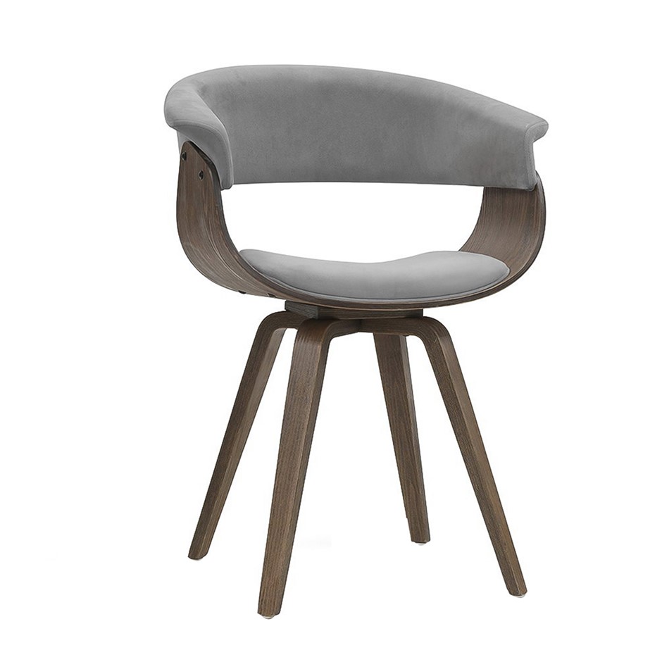 Artiss Dining chairs Bentwood Chair Velvet Fabric Timber Wood Retro Grey