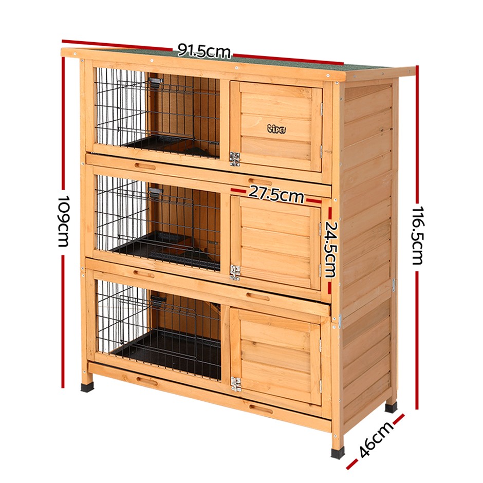 Buy i.Pet Rabbit Hutch Hutches Large Metal Run Wooden Cage Grays