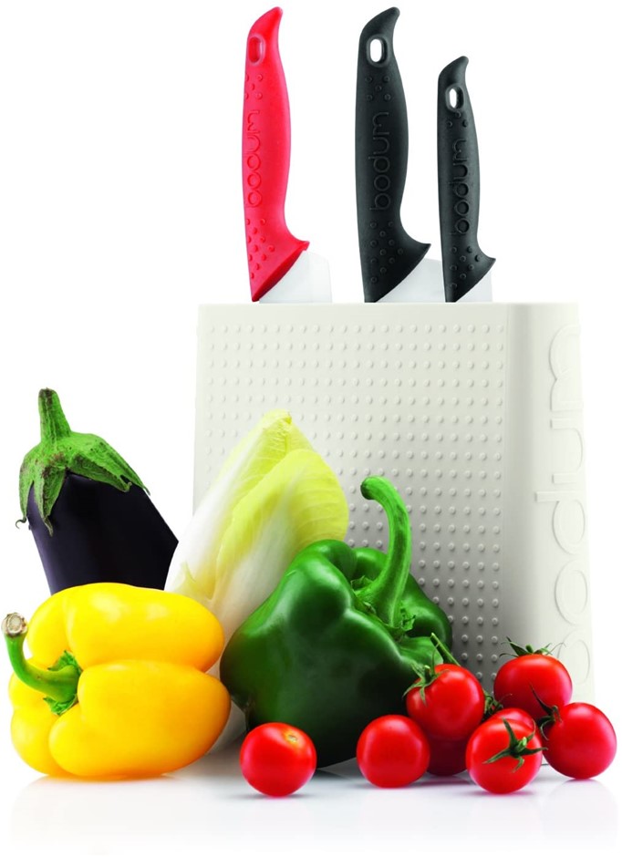 BODUM Knife Block Empty, Off White, 6.6 x 21.4 x 20.3 cm. (SN