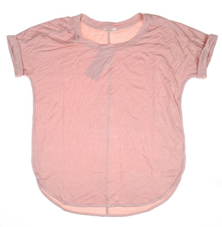 2 x MATTY M Women's Dip Hem Crew Neck T-Shirt with Folded Sleeves, Size L,