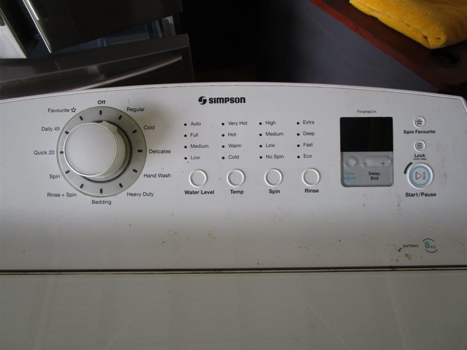 simpson 8kg top load washing machine swt8043