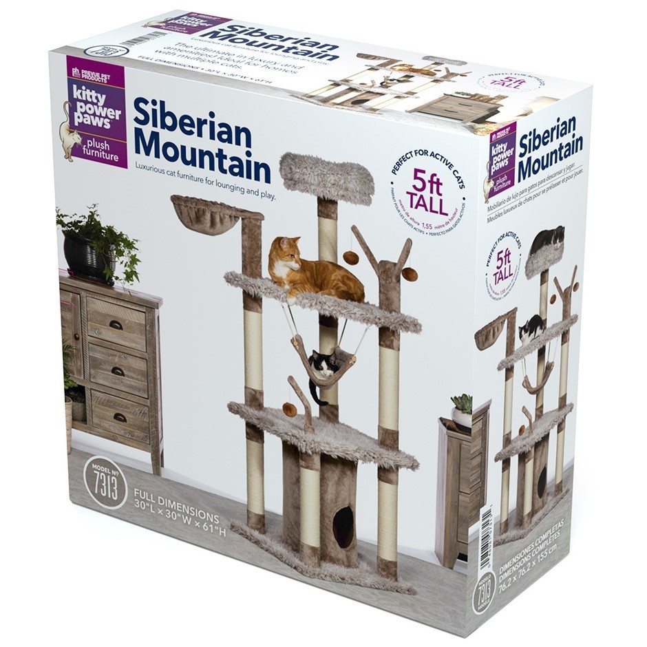 PREVUE PET PRODUCTS Kitty Power Paws Plush Siberian Mountain Cat Tower