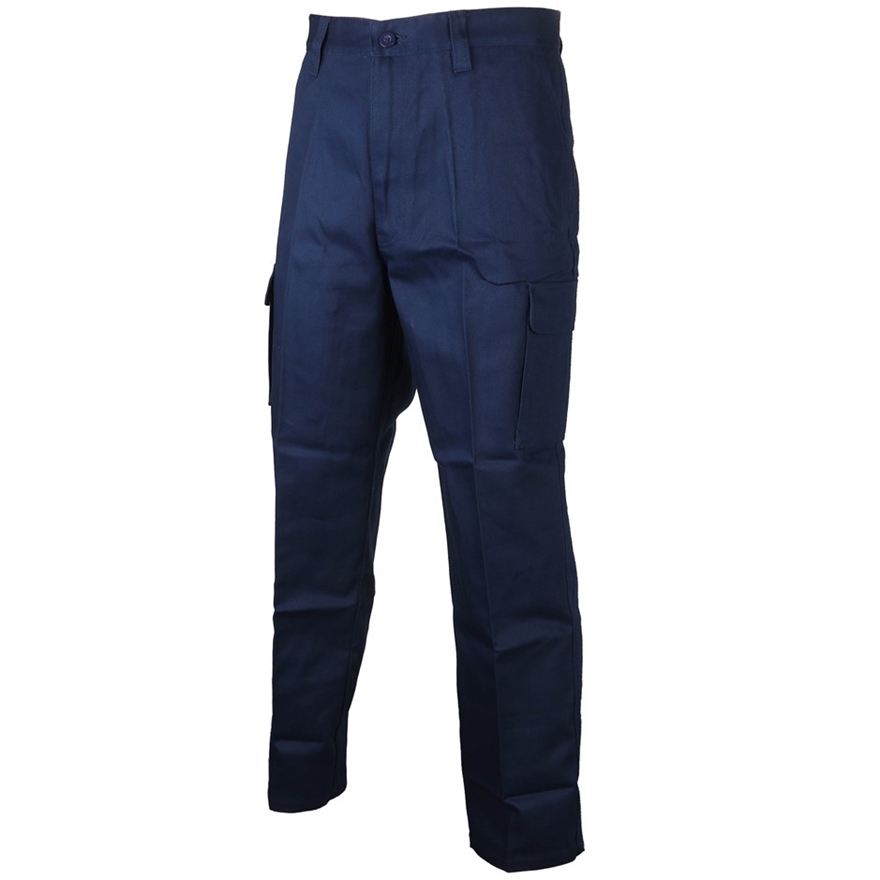 2 x DNC Cotton Drill Cargo Work Pants, Size 92R, Navy. Buyers Note ...