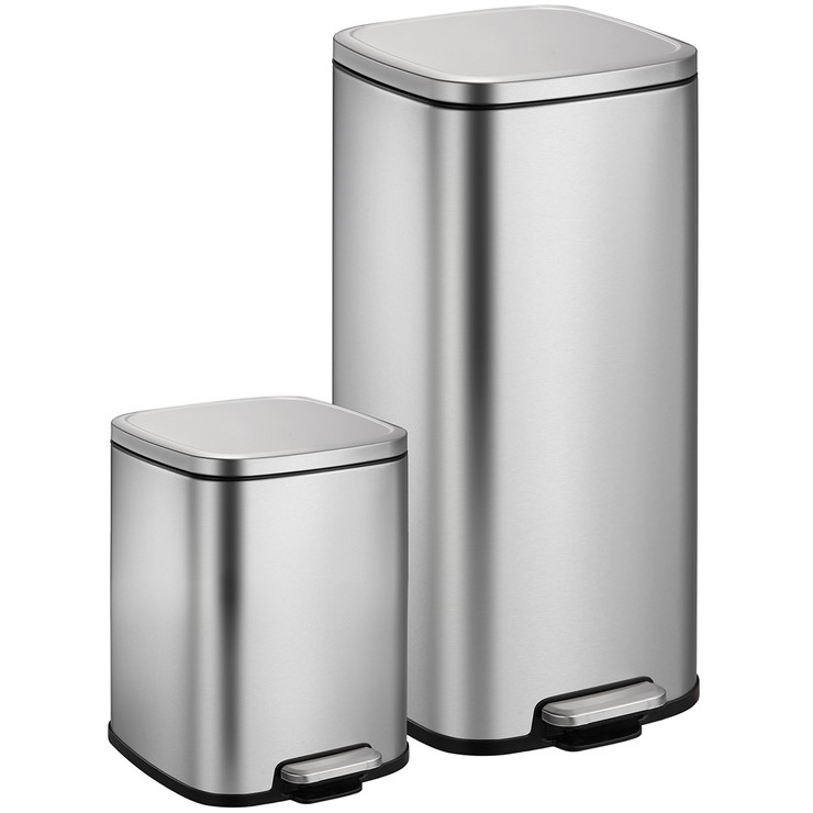 6 x SENSIBLE ECO LIVING Stainless Steel Bins, 6L & 30L. N.B. Used ...