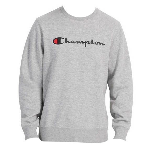 CHAMPION Men's Script Crew Neck Jumper, Size L, Cotton/ Polyester, Oxford H