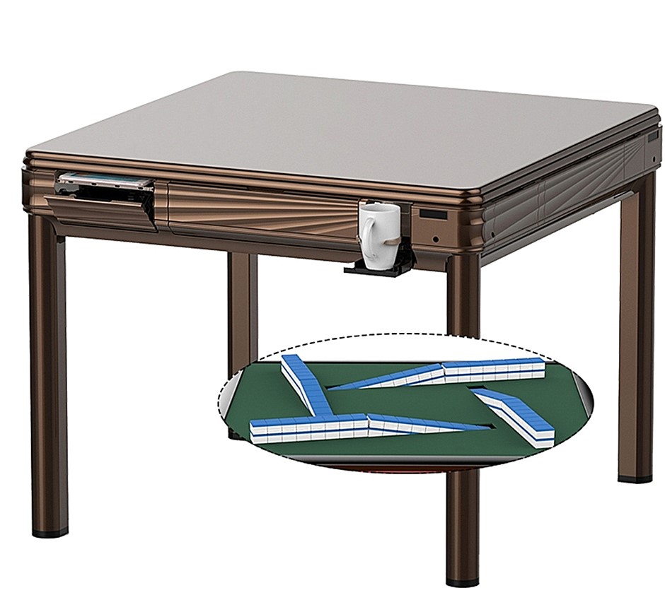 Four Legs Automatic Mahjong Table Sideways Model (Coffee Color) Auction