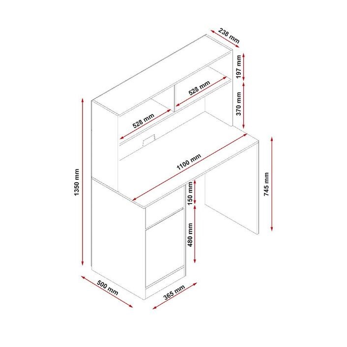 Newton hutch storage 1100mm desk deals white