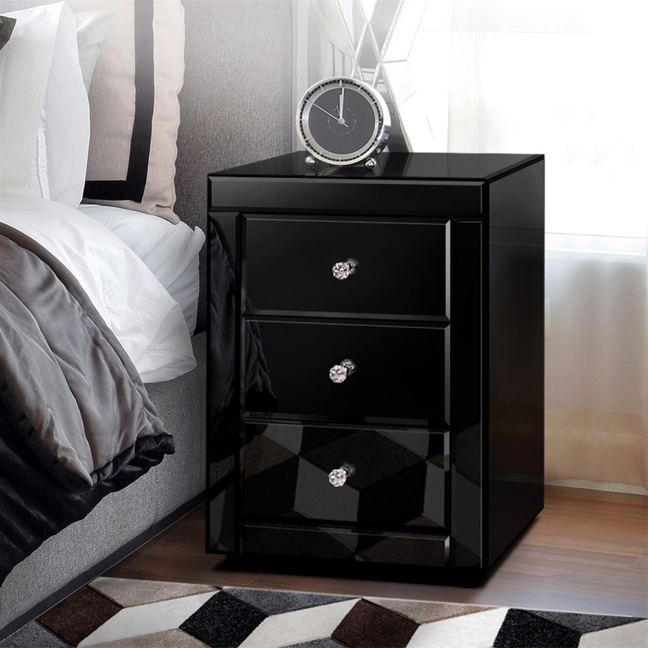 ALFORDSON Bedside Table Mirrored Cabinet Nightstand Side End Table Drawers