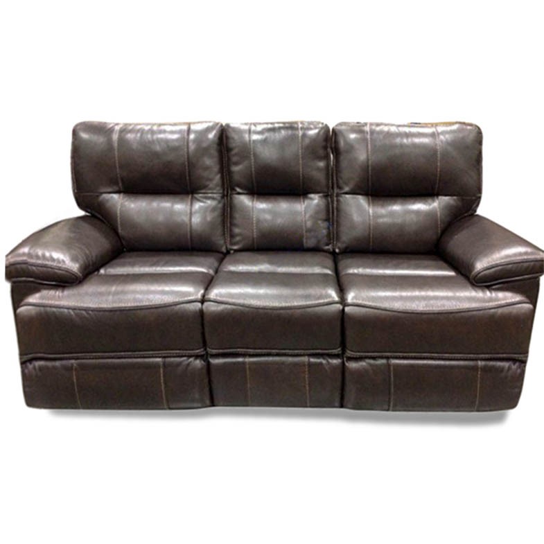 Leather Power Reclining 3Seater Sofa, with USB Ports, Brown. Auction Australia