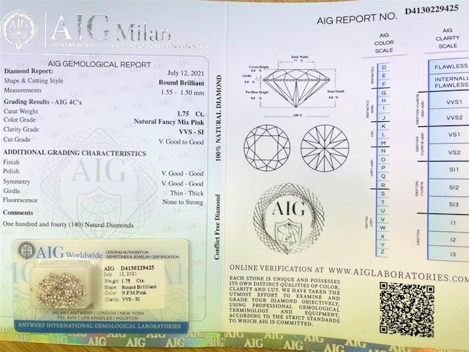 Aig diamond deals certification