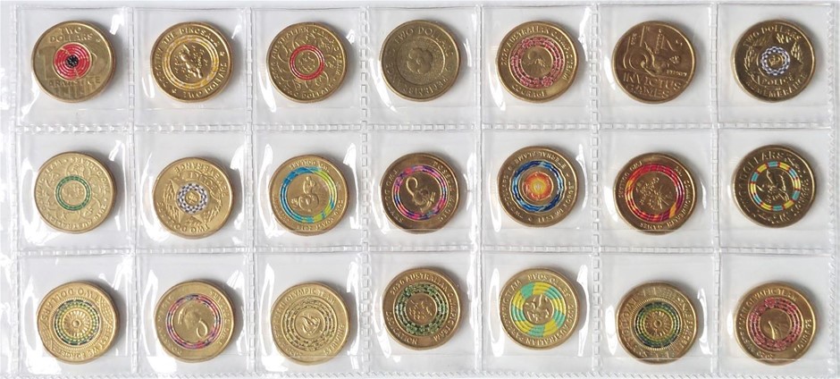 Commemorative $2 Coloured Coins in Sheet x 21 ($42 face value) Auction ...