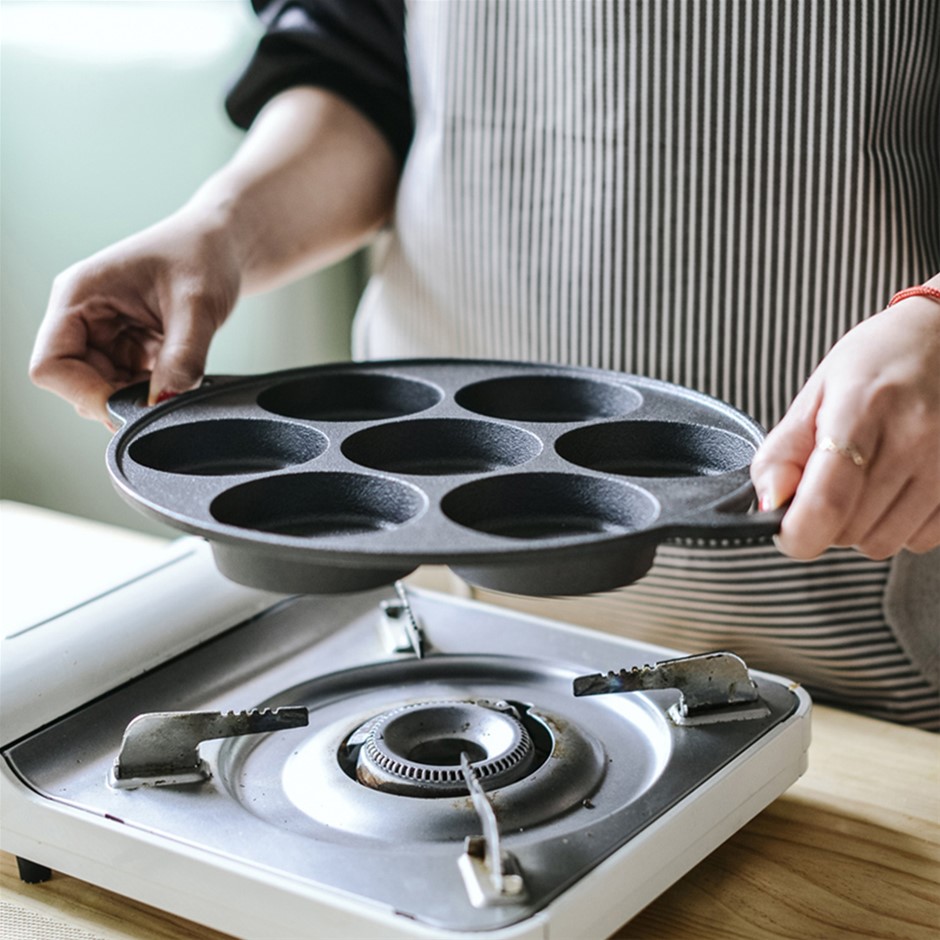 Buy SOGA 31.5cm Cast Iron Non Stick Takoyaki Fry Pan Maker 7 Hole