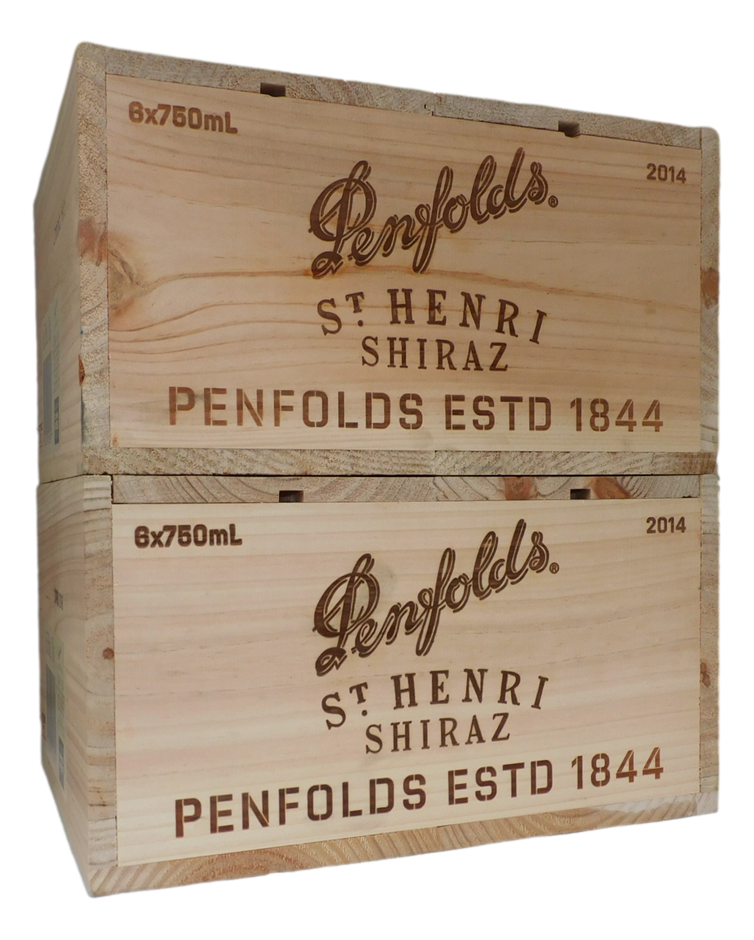 Pack of 2 Empty Wooden Penfolds St Henri Shiraz 2014 Boxes (2x