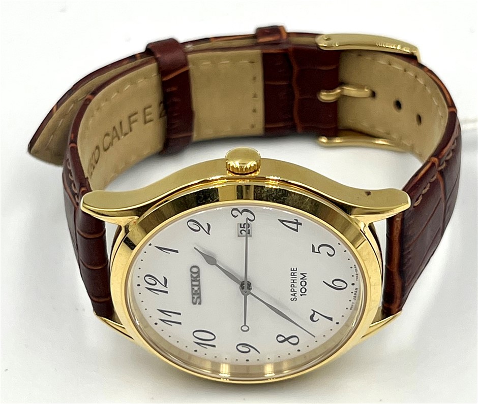 Seiko sapphire 100m on sale gold