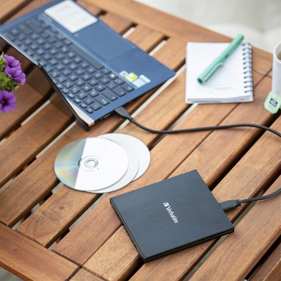 VERBATIM 43888 Ultra HD 4K External Slimline BluRay Writer, USB Type C