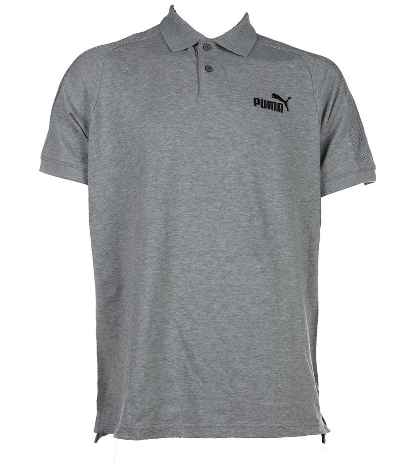 PUMA Men's Essential Sports Polo, Size M, Cotton/Elastane, Medium Gray Heat