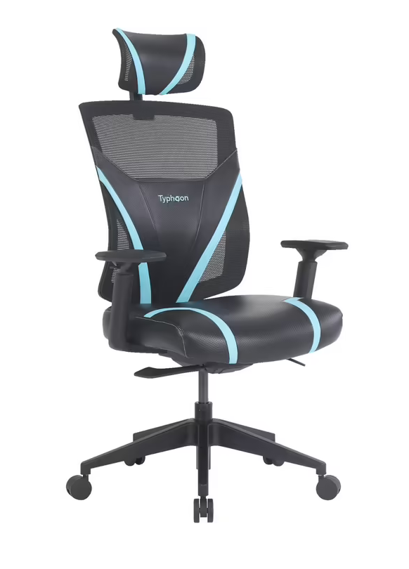 Typhoon gaming high back best sale chair black and blue