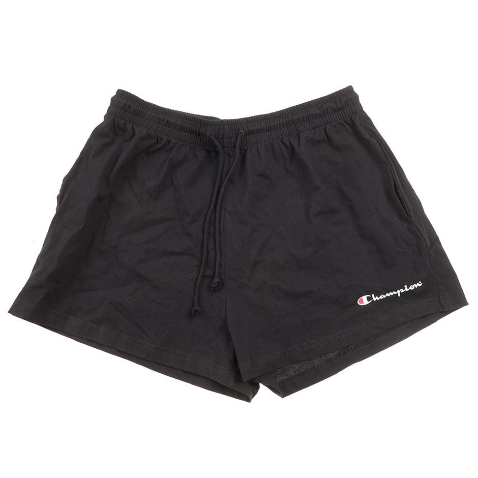 CHAMPION Women's Script Jersey Short, Size L, Cotton, Black. Buyers Note -