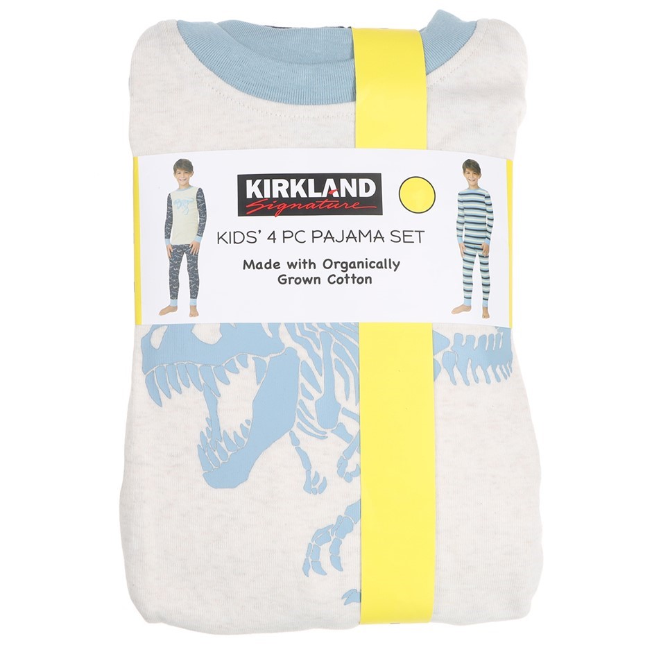 4pcs x SIGNATURE Boy's Organic Cotton Pajama Set, Size 5, Dinosaur Blue.  B