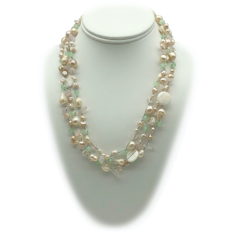 Opera Style Mother Of Pearl, Freshwater Pearls & Crystal Beaded ...