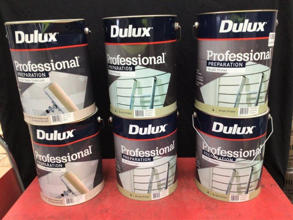 Qty 6 x Dulux 10 Litre Assorted Tins of Paint Auction (00133022076