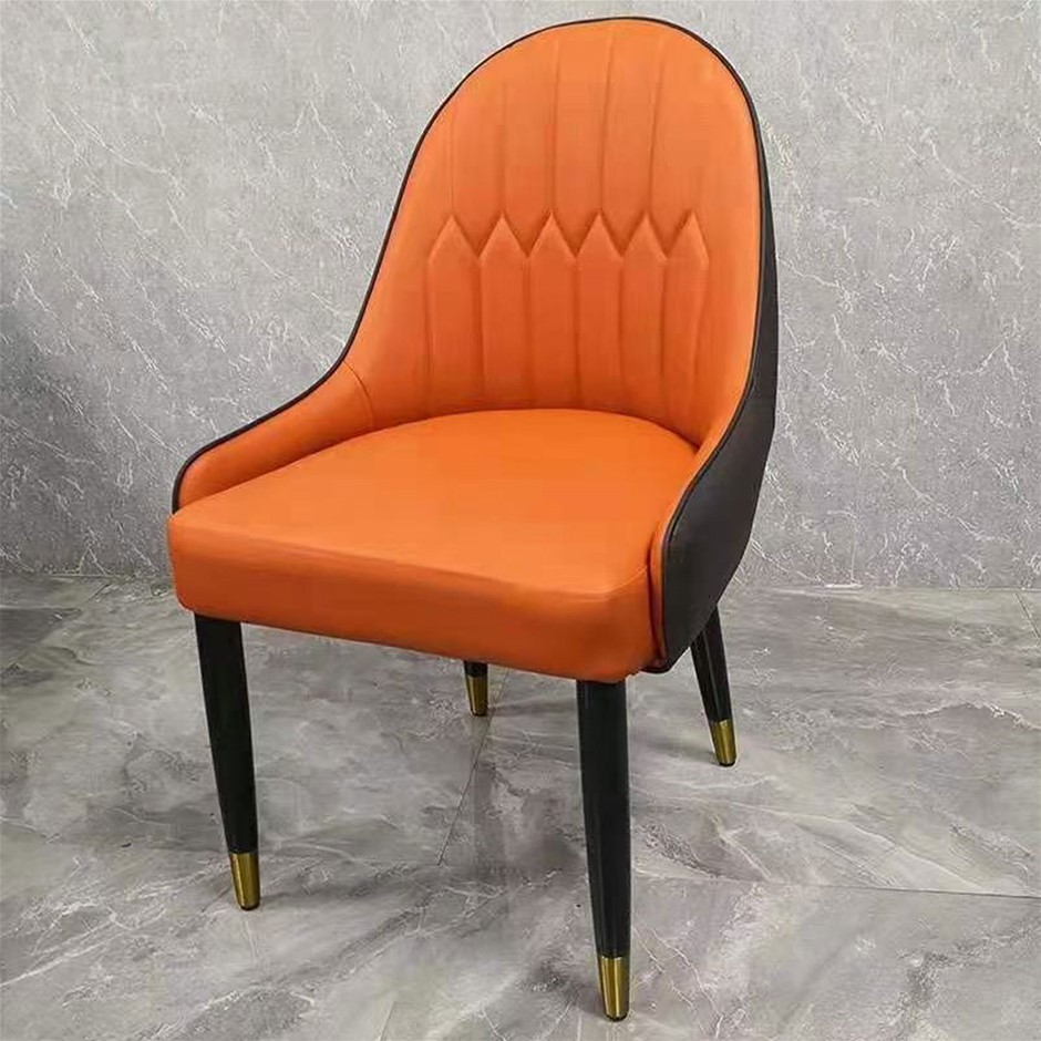 Buy 2X Dining Chair Orange Colour Leatherette Upholstery Black And Gold ...