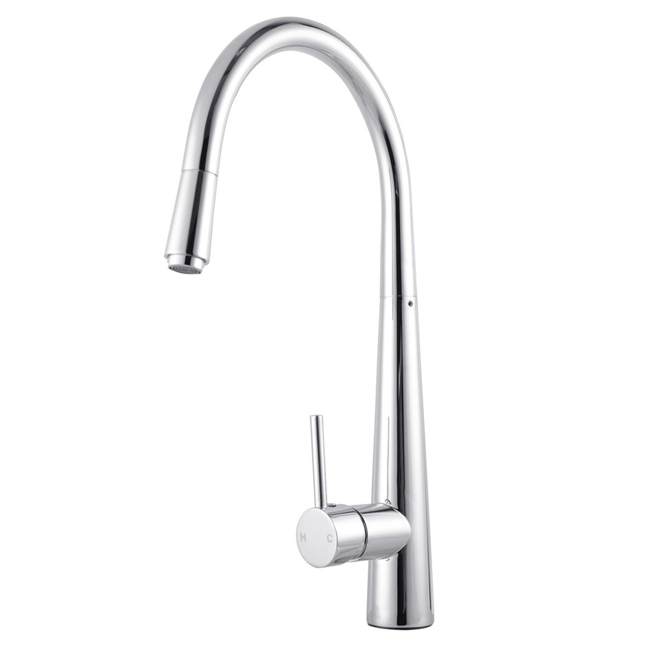 Round Chrome Pull Out Kitchen Sink Mixer