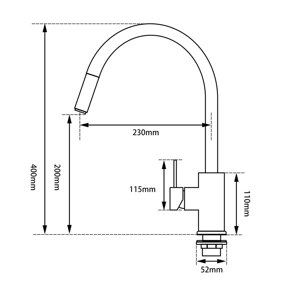 Round Black Pull Out Kitchen Sink Mixer 