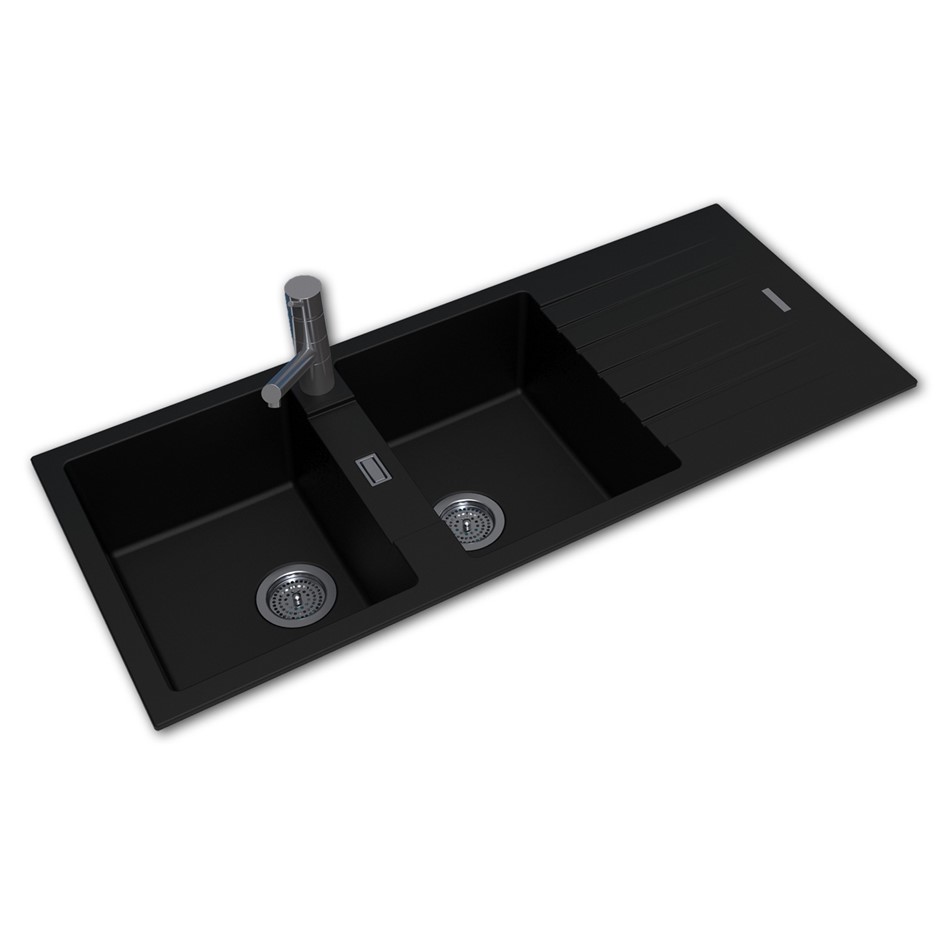 Black Granite Quartz Stone Kitchen Sink 